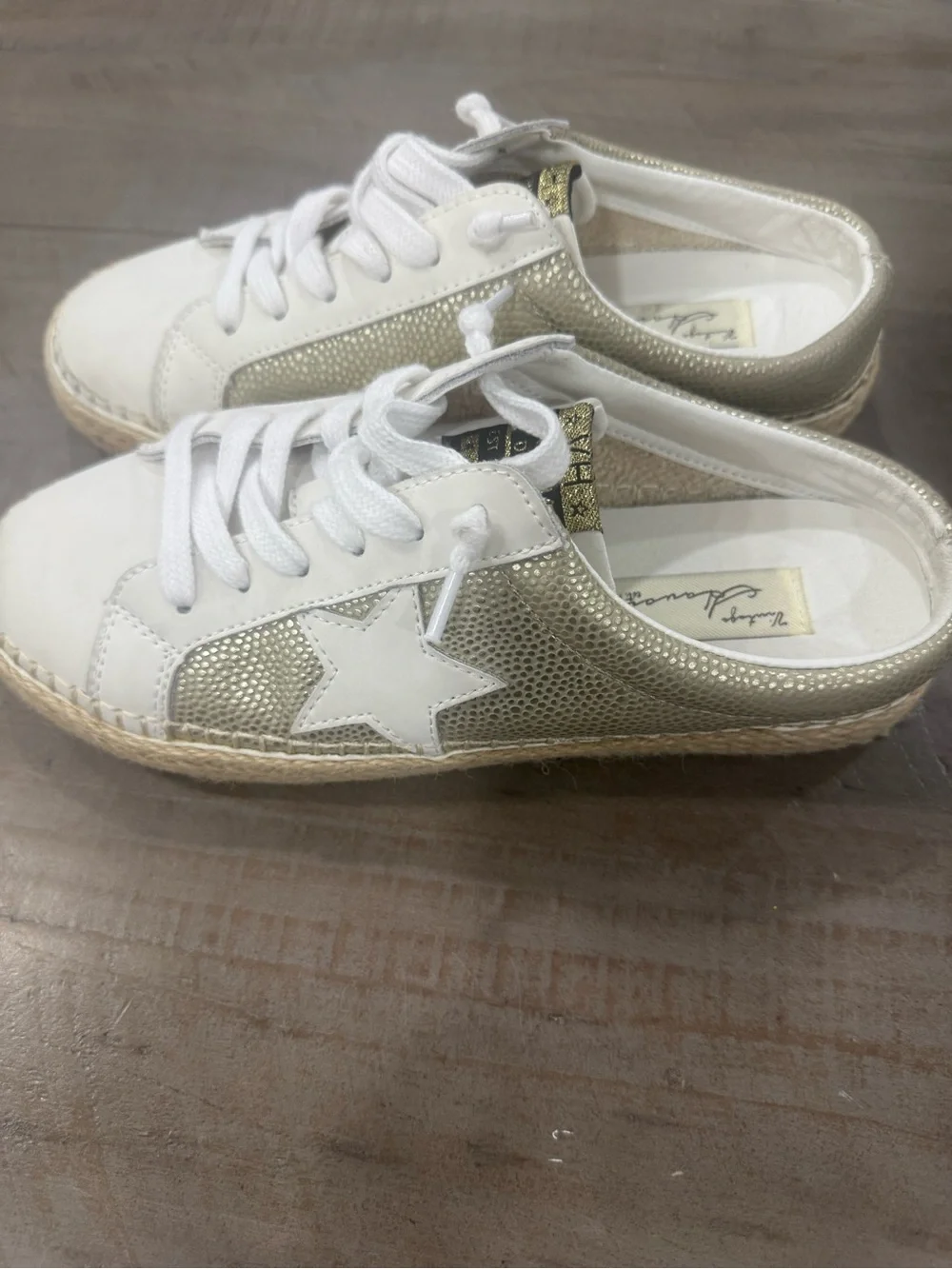 Vintage Havana White and Gold Star Espadrille Sneakers